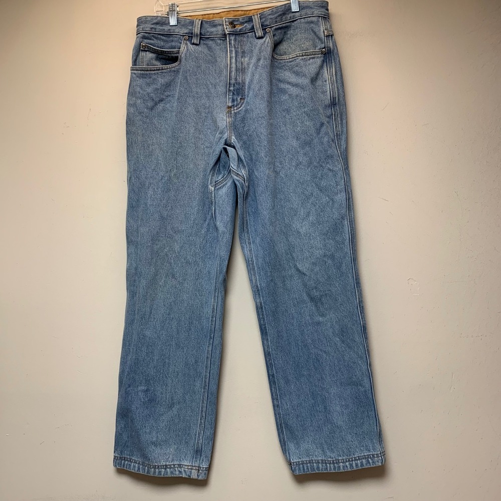 Duluth Trading Co Ballroom Jeans Mens 34x30 Light Wash Excellent Workwear Denim